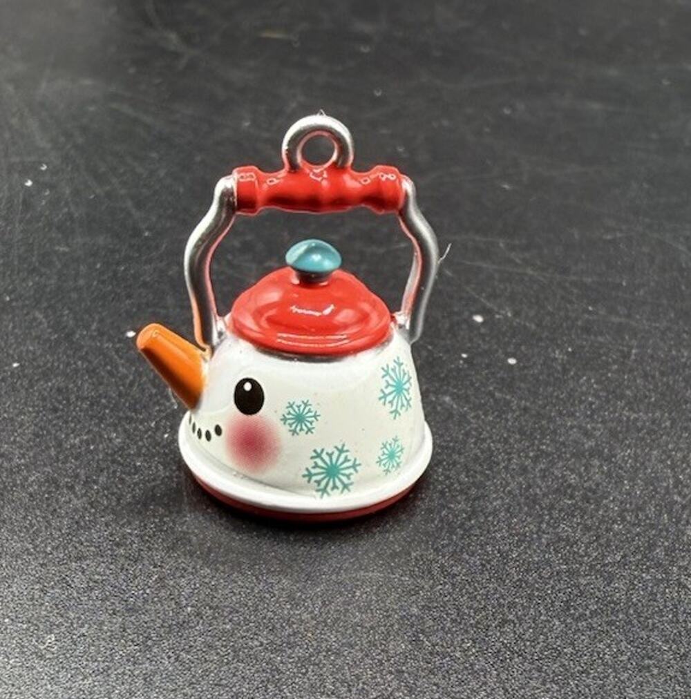 Hallmark TINY TEAPOT Metal Miniature Ornament Snowman No Box -LO22